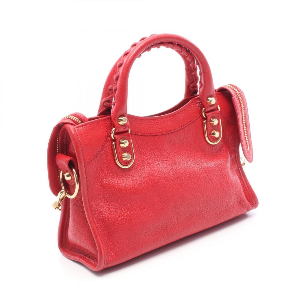 Balenciaga Metallic Handbag Leather Red City